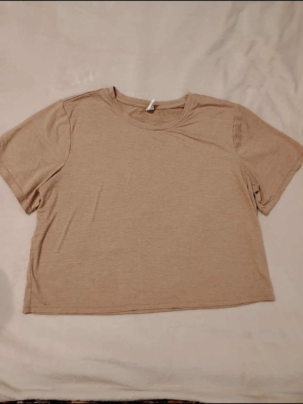 Xersion Beige Short-Sleeve Relaxed Crop Crew Tee Size XL